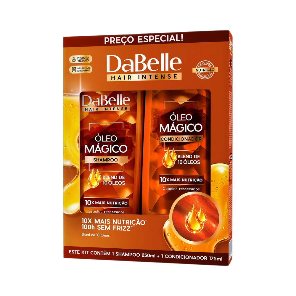 Kit Dabelle Shampoo e Condicionador Óleo Mágico em destaque.